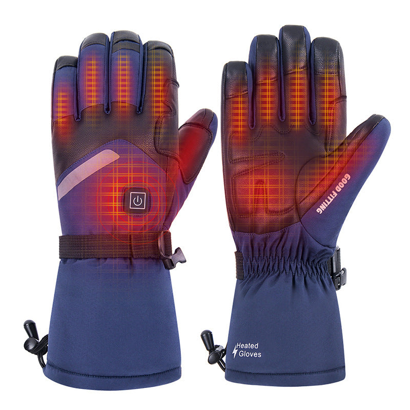 Gants de chauffage électrique en peau de mouton Moto Thermique Smart Touch Écran Ski extérieur