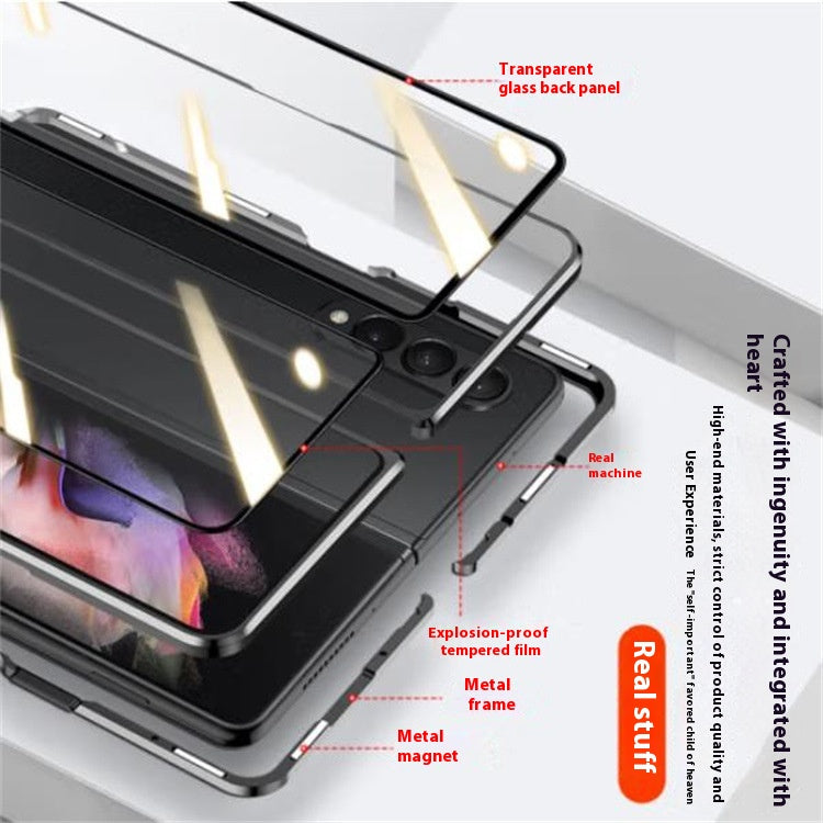 Étui de téléphone pliant à aspiration magnétique en verre entièrement enveloppé