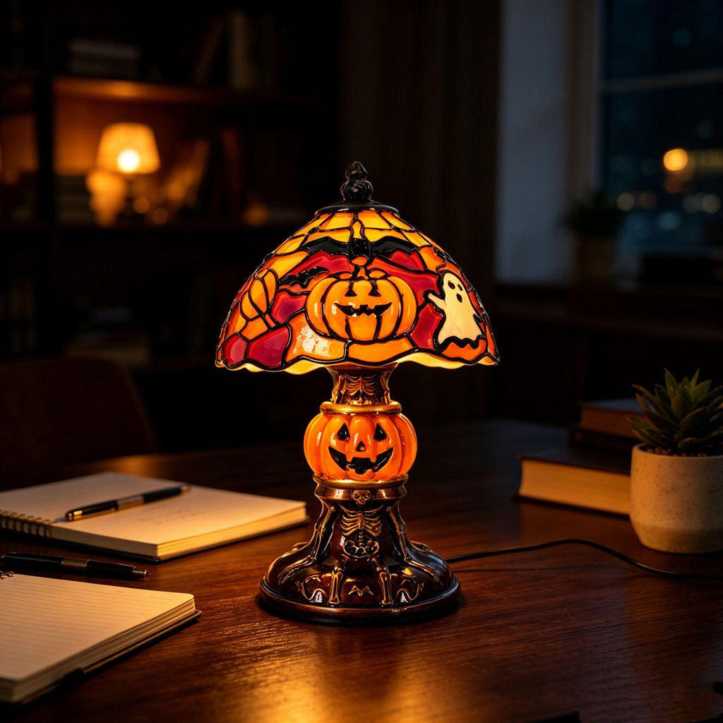 Lampe de table de citrouille Ghost Bat Glowing d'Halloween