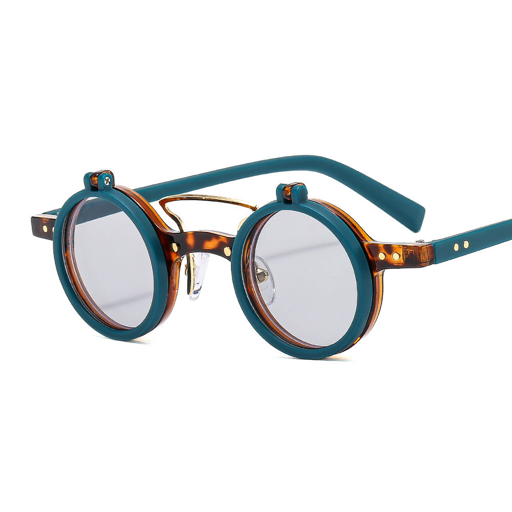 Lunettes de soleil Flip double couche à cadre rond