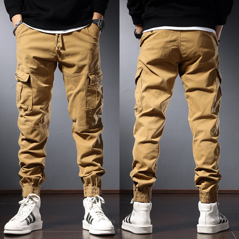 Pantalon casual en coton couleur solide pour homme