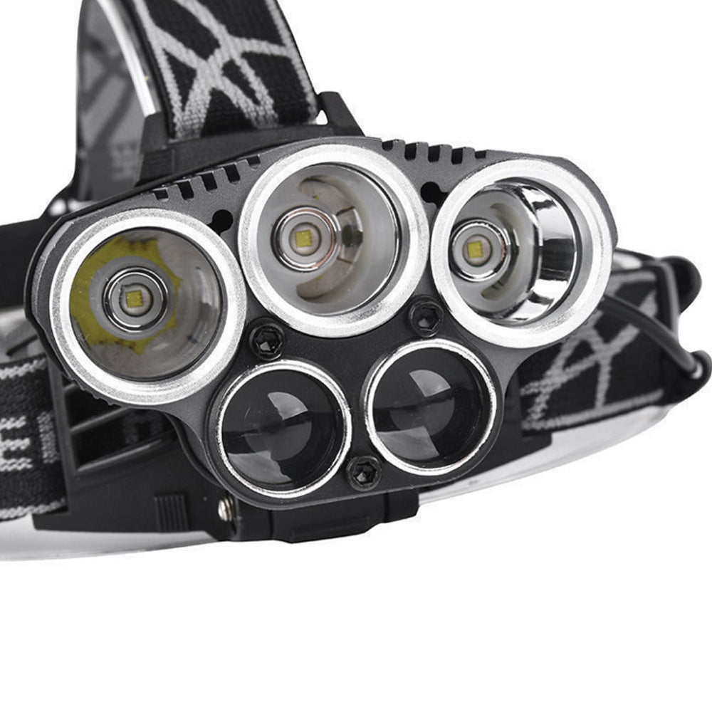 6-mode USB rechargeable de la pêche de nuit 5LED phare