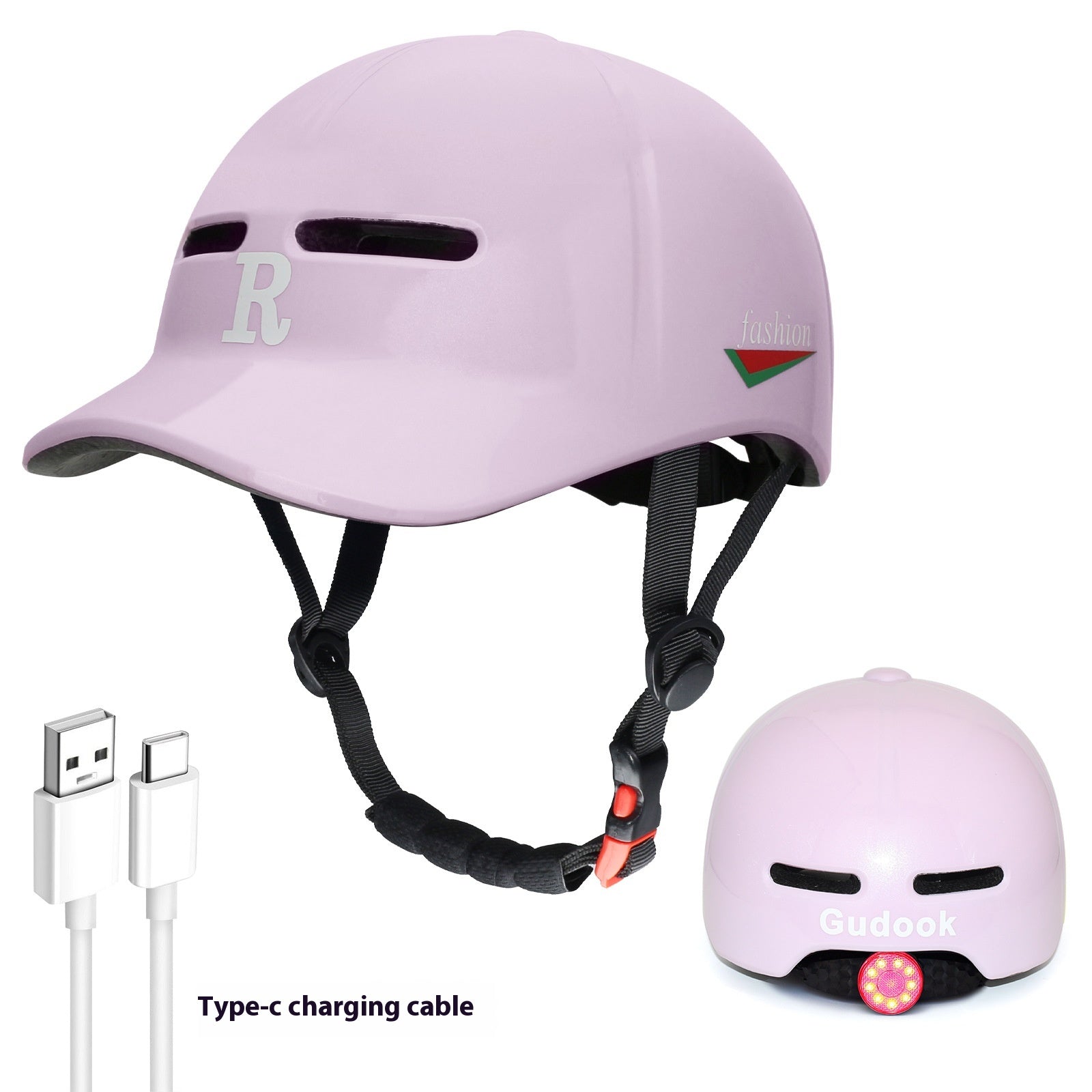Duck Tongue Integrated Bicycle Helmet Warning Light