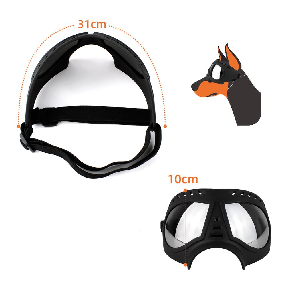 Lunettes de soleil imperméables à la neige pour animaux de compagnie Cadre souple Lunettes de soleil confortables pour allemand