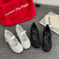 White Star Broderie Mary Jane Appartements Femmes Square Toe Buckle Strap Ballet Chaussures plates