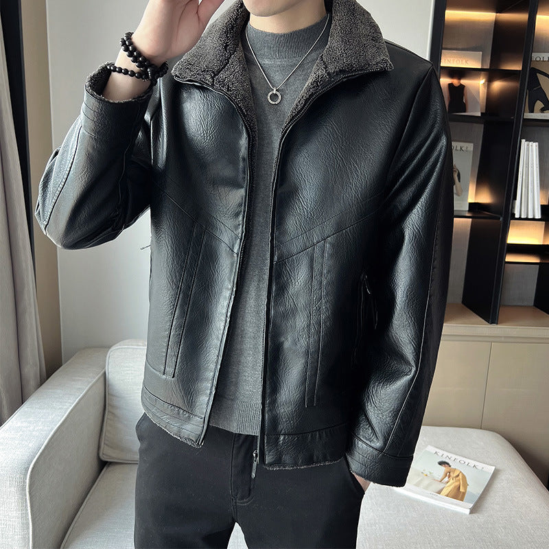 Vestes en cuir de style Hong Kong Velvet rembourré plus taille homme