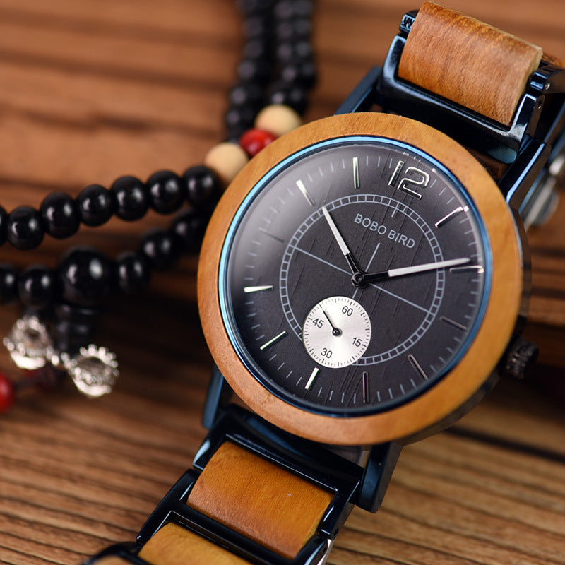 Montre Quartz classique en bois analogique de style minimaliste