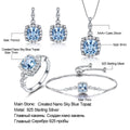 925 Collier en argent sterling Sky Blue Topaz Four-Piece Set