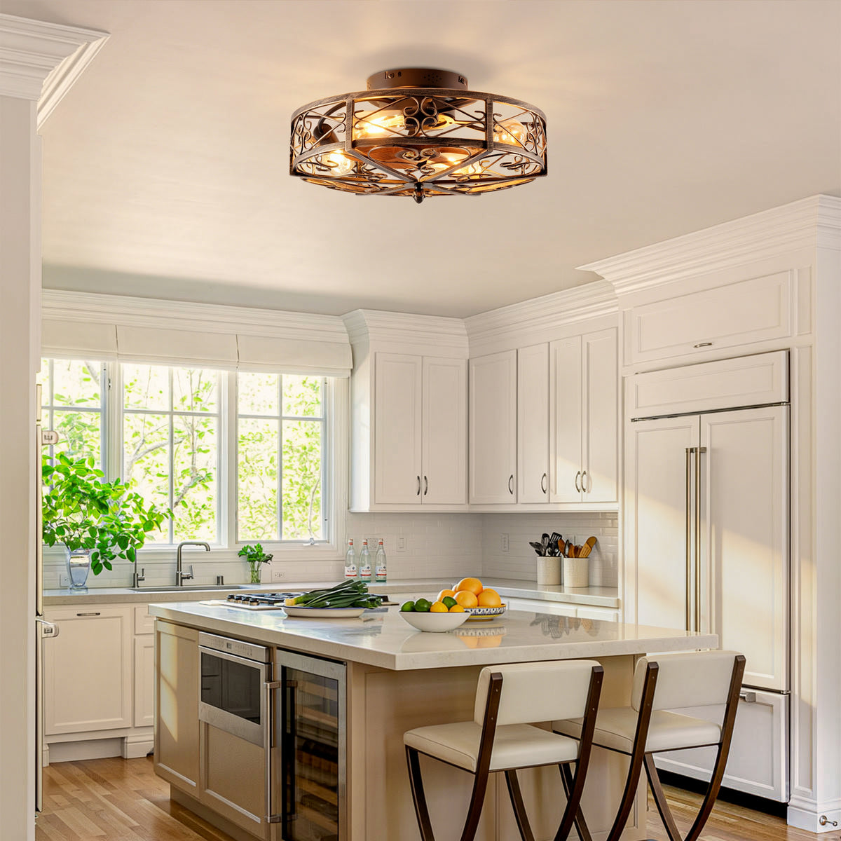 20in Flush Mount Ceiling Fan with Lights and Remote Control