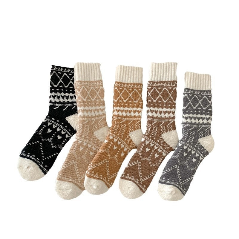 Chaussettes en cachemire chaude d'hiver Lignées de polaires Épaisseur Longueur mi-calf Chaussettes