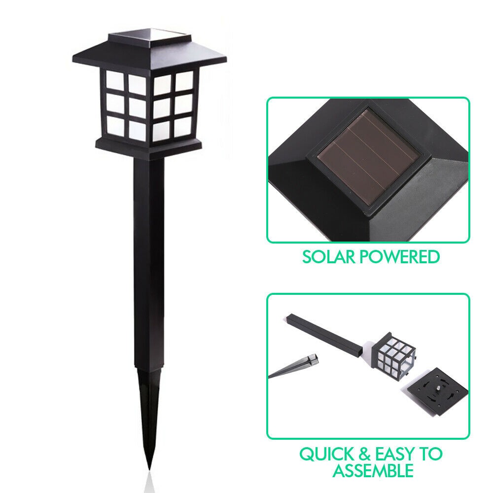 12x LED Solar Power Garden lumières Stake post paysage chemin pelouse lampe extérieur