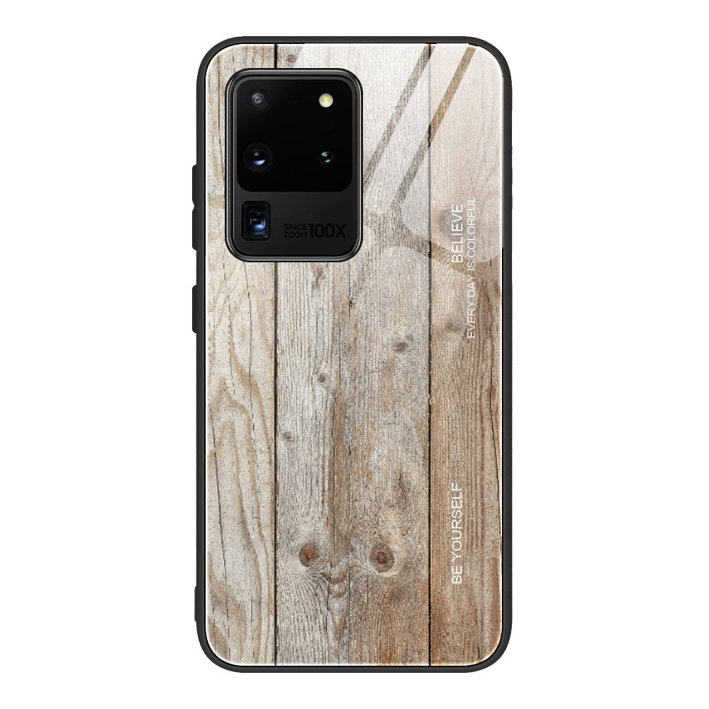 Boîtier de téléphone en verre trempé grain de bois