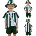 Chemise et shorts à manches courtes à rayures vertes et blanches pour garçons