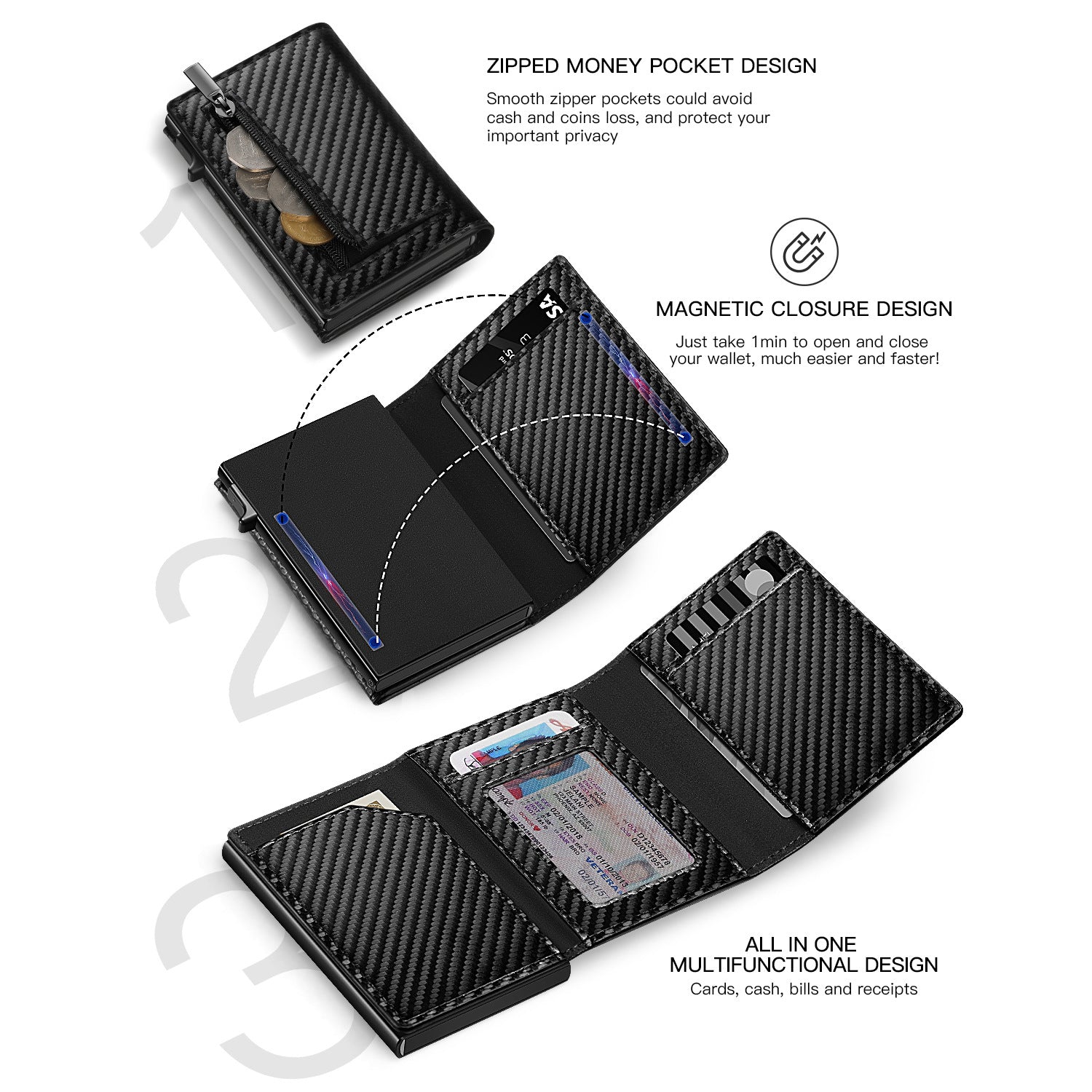 Mens Minimalist Trifold Microfibre Wallet