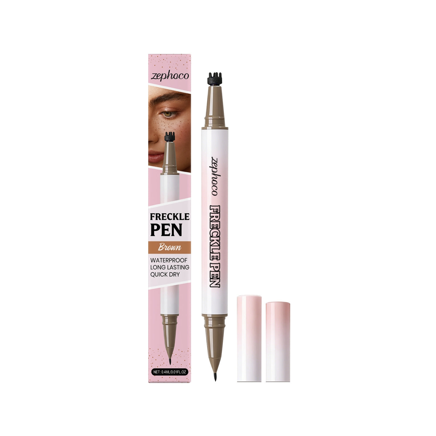 Stylo de rousseur à double extrémité brun clair