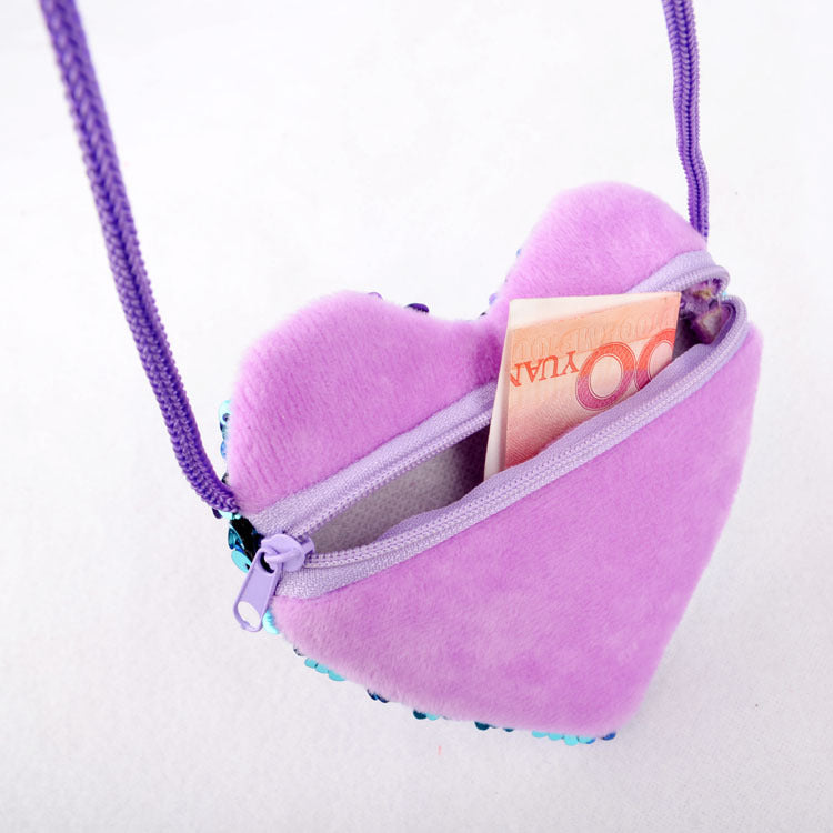 Sac à langer pailleté aime les pièces de monnaie pour enfants