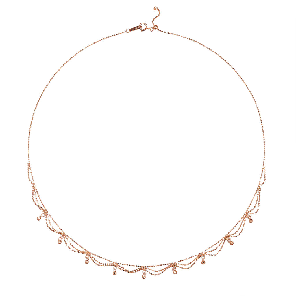 S925 Collier perlé multi-couche en argent sterling pour femmes 45cm réglable 2,6g Lightweigh