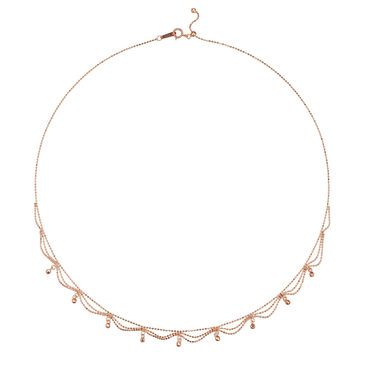 S925 Collier perlé multi-couche en argent sterling pour femmes 45cm réglable 2,6g Lightweigh