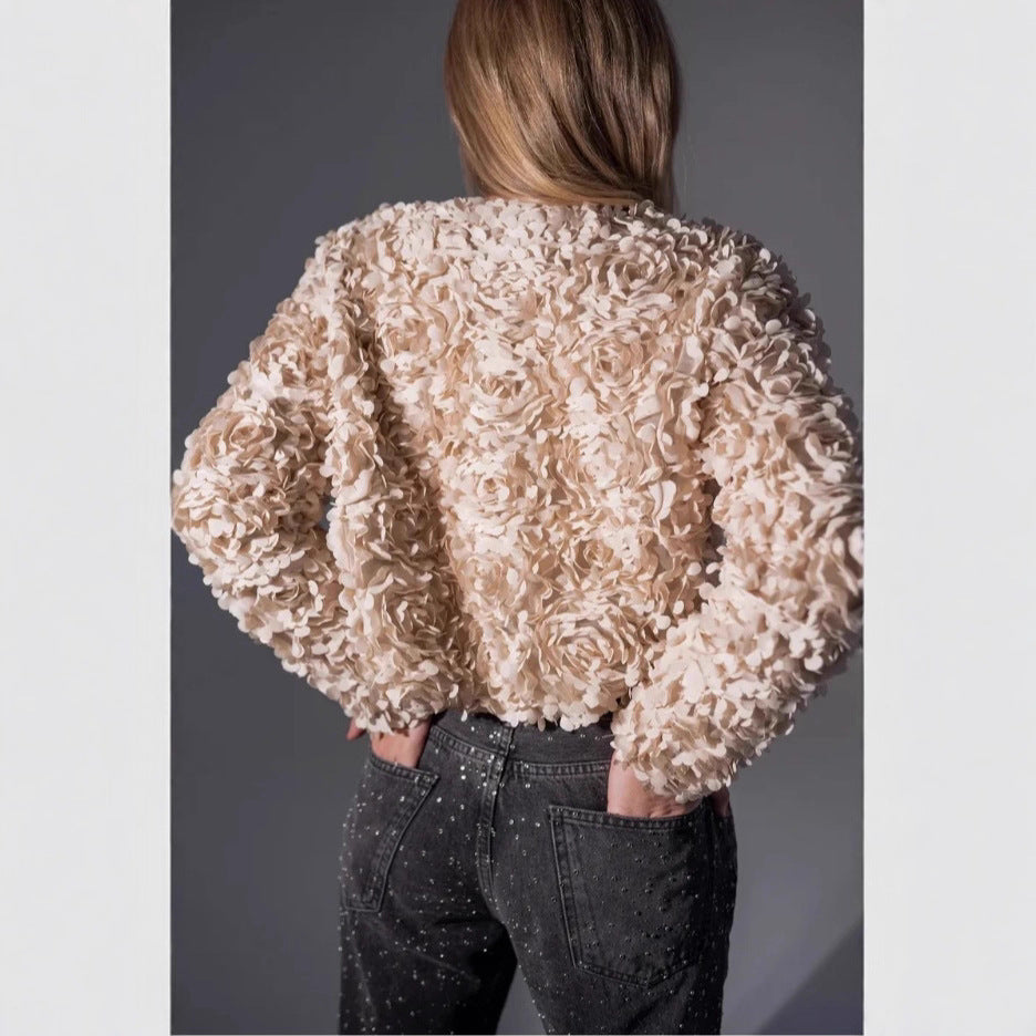 Femmes Veste courte texturée Vêtements de dessus occasionnels