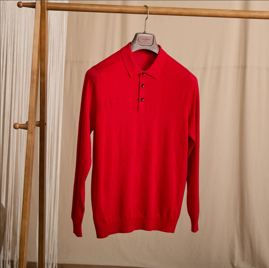 Chemise Polo Retro Slim-Fit Chaud Laine Top pour l'automne et l'hiver