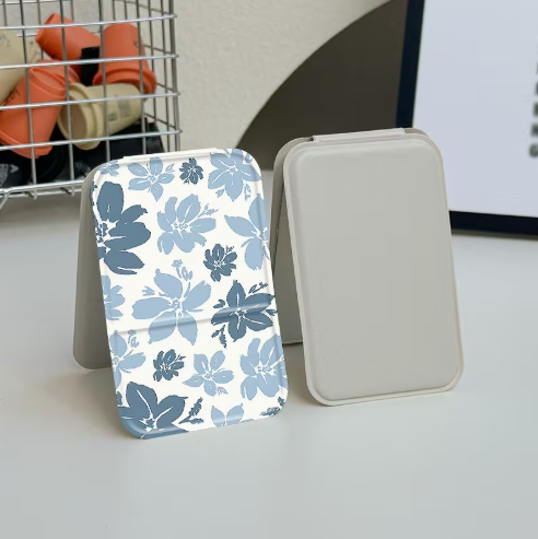 Miroir compact pliant Floral Bleu