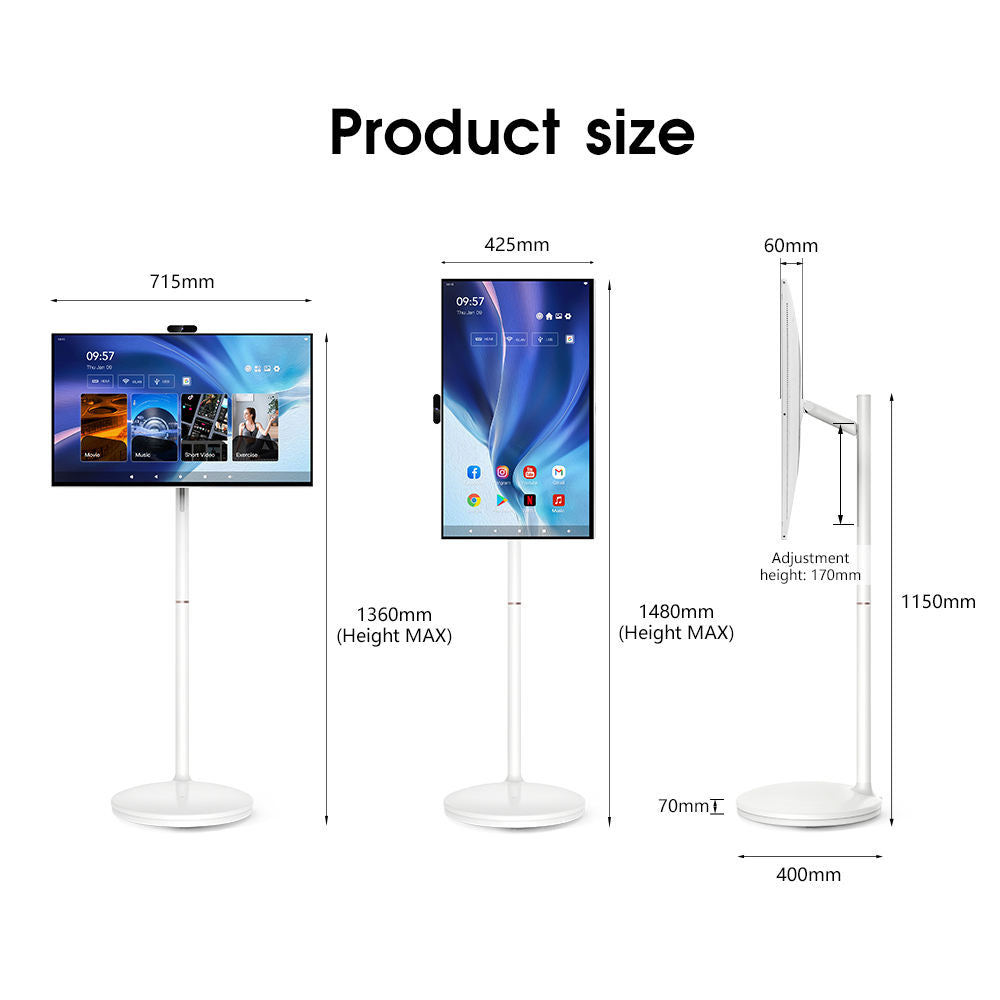 32 pouces 128 Go Smart Portable TV Android OS 1080P 13MP Caméra Télécommande Accueil O