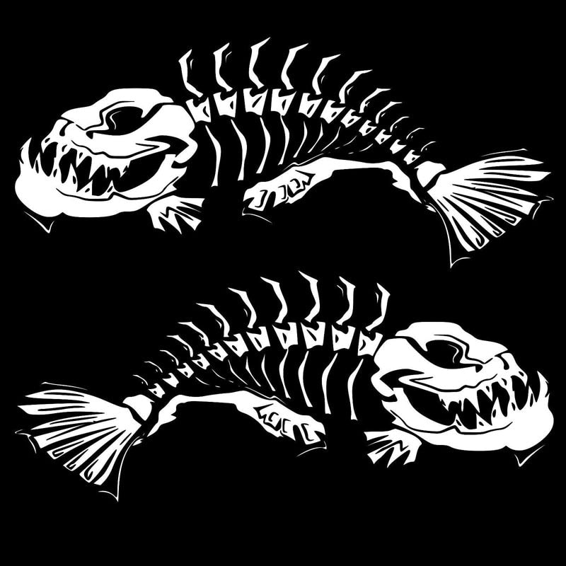 Sticker de voiture de bateau de pêche de petit squelette