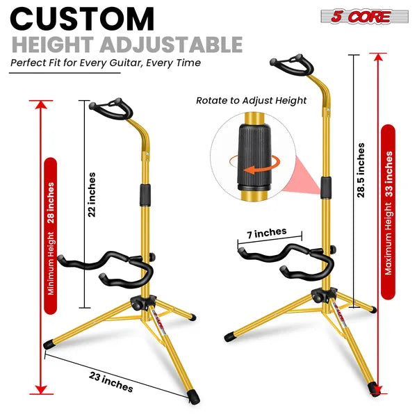 5 Support de guitare de base support de sol réglable lourd de service W fixation pour Acoustic Electric Classi