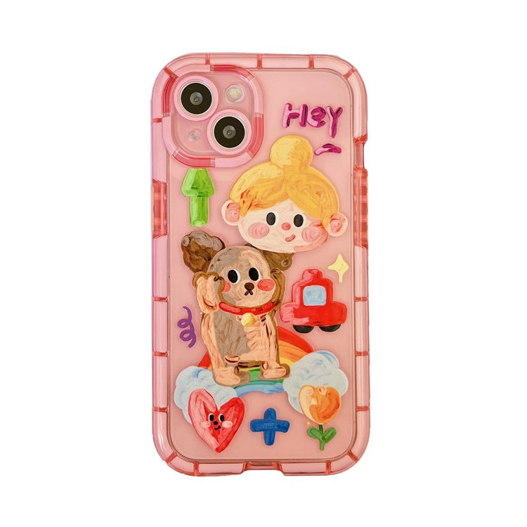 Coffret téléphonique mignon peinture à l'huile pour chien