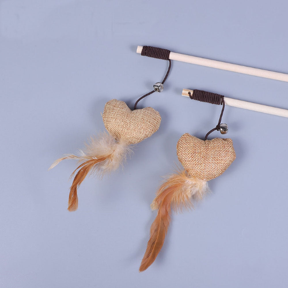 Pôle en bois Funny Cat Stick Toy d'origine bois fait main