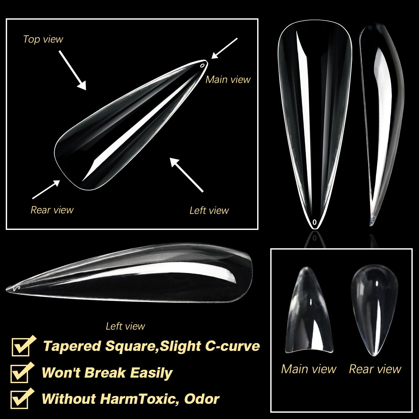 Conseils transparents d'ongle de ongles Formes d'ongle pour la manucure sans couture Faux ongles en boîte
