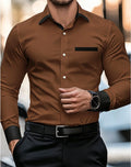 Hommes Business-Casual Fride-Free Contrast-Color Shirt