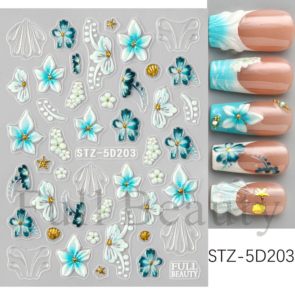 Stickers ongles adhésifs 3D embossé style ins