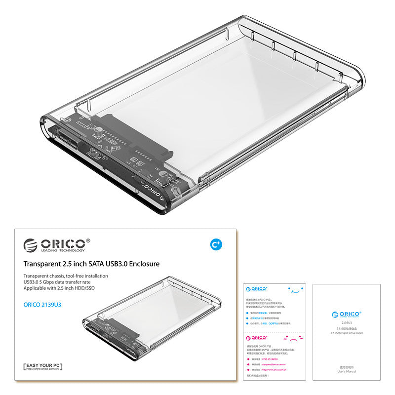 ORICO 2139U3 Cahier de 2,5" HDD Pièce jointe