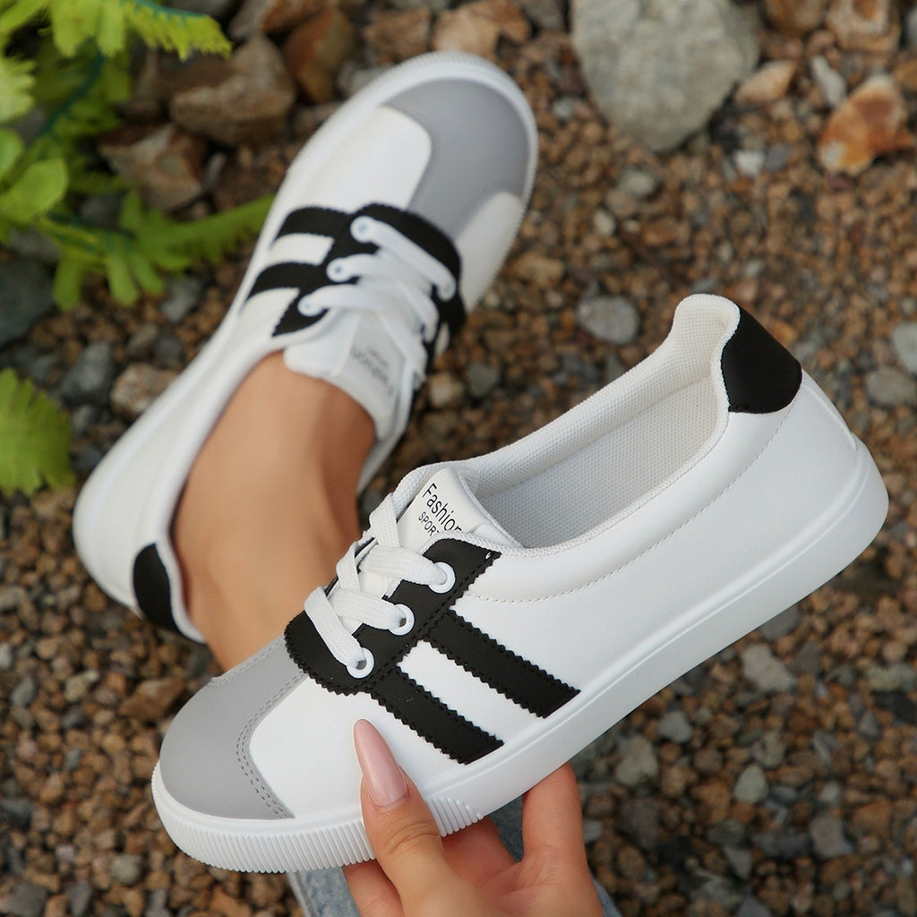 Début Automne Round Toe Arrivée Blanc Chaussures Coréen Style Student Platform Casual Skate Shoe