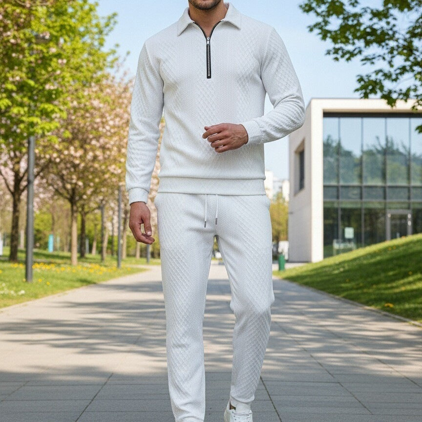 Pantalon et chandail de polo Jacquard pour hommes avec collier de lapel