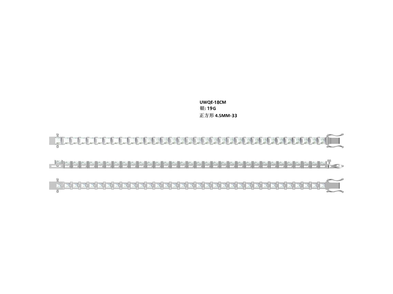 S925 Argent Sterling 4,5x4,5mm Princess Cut Moissanite Tennis Bracelet D Couleur VVS1 16-18-