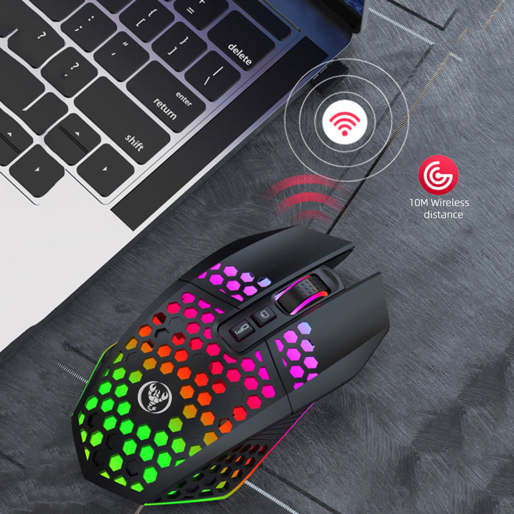 T500 Hole Mouse 24G Souris sans fil rechargeable illuminée