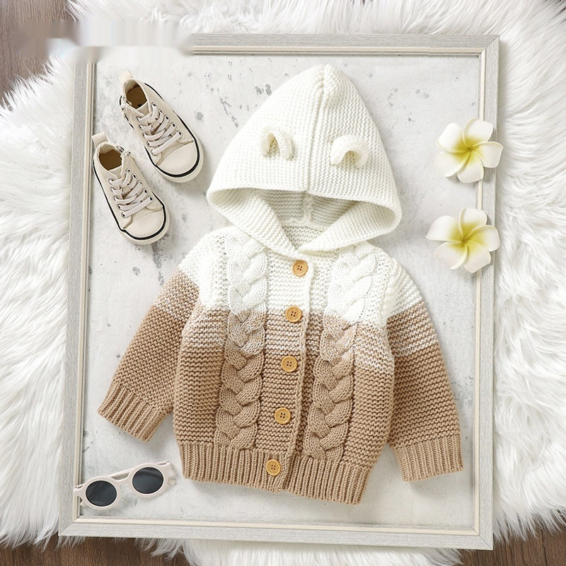 Vêtements de dessus à capuche à câblodistribution pour bébé