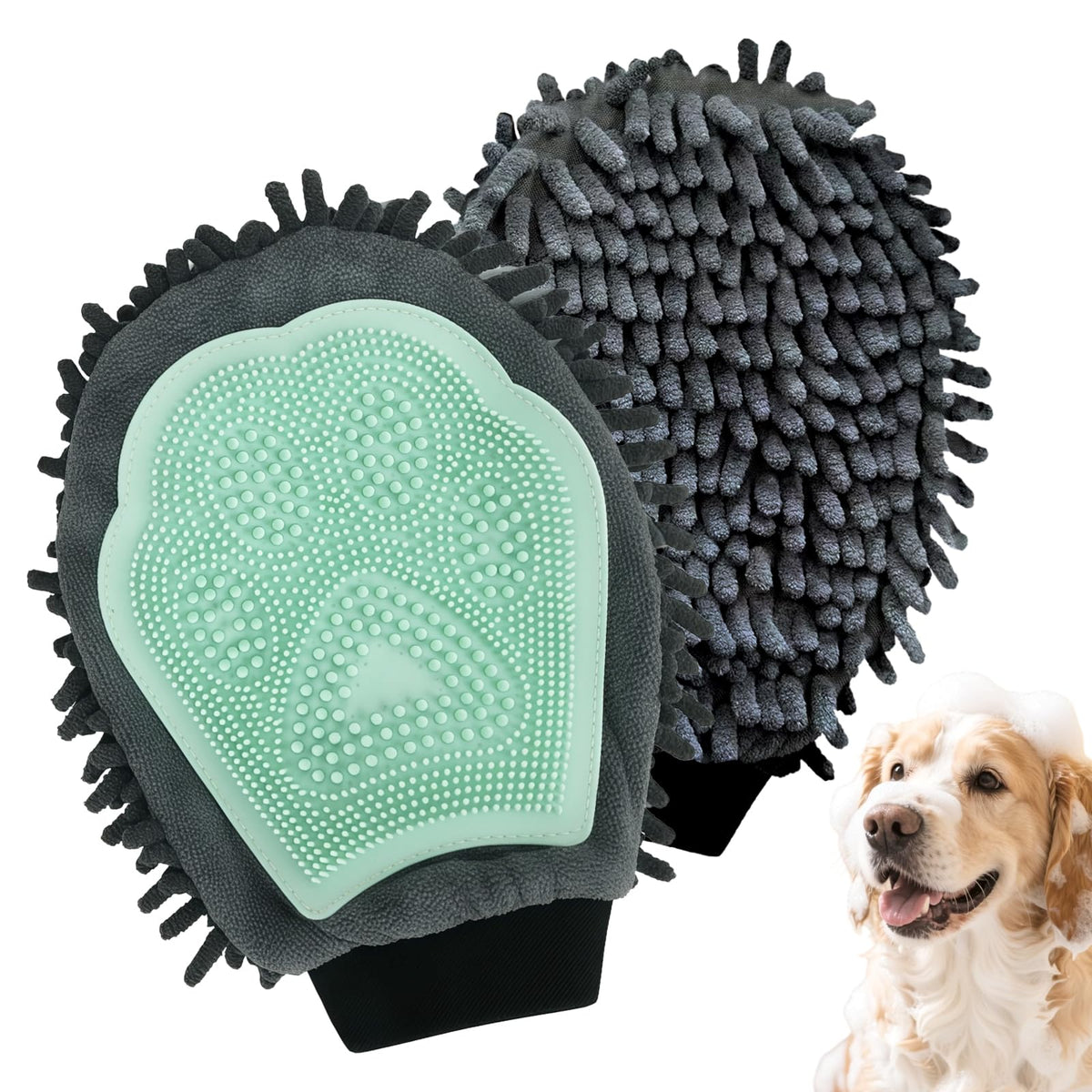 Gant de lavage des chiens pour chiens pour chiens et chats Gant de brosse de massage pour chiens