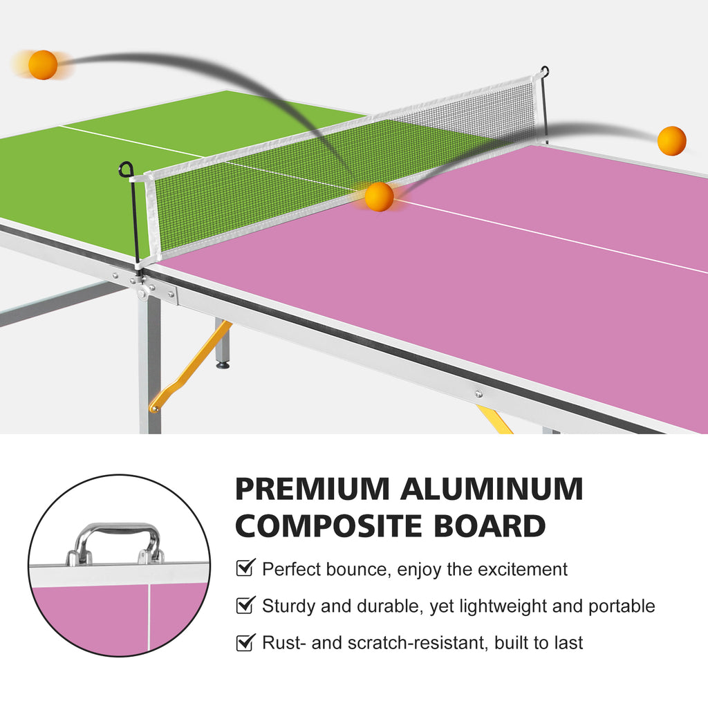 Table de tennis de table pliable et portable 6FT – Ensemble de table de ping-pong de taille moyenne pour jouer en intérieur