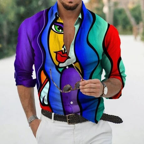 Chemise à manches longues pour hommes hawaïens