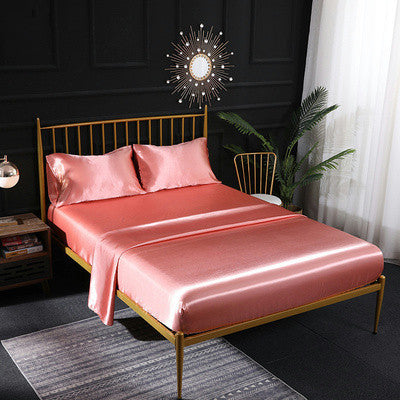 Ensemble de literie satinée Queen King Size Lit Fitted Sheet 4 pièces