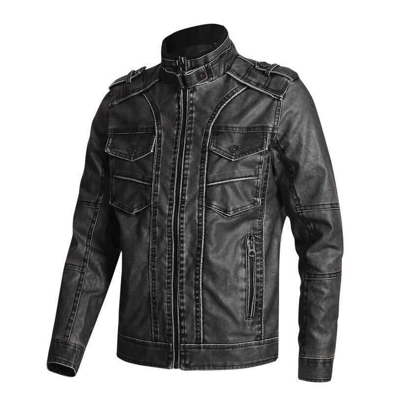 Manteau en cuir PU épais pour homme
