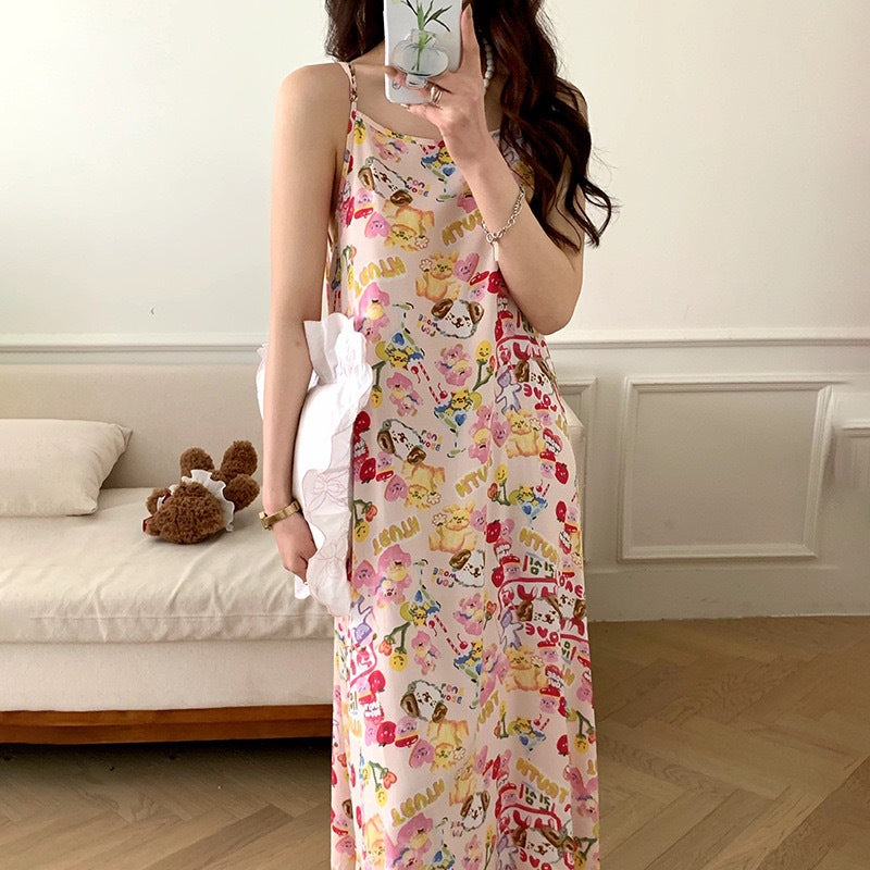 Femmes Pyjama coton-argent Haute-fin automne et robe longue printemps Vêtements de salon