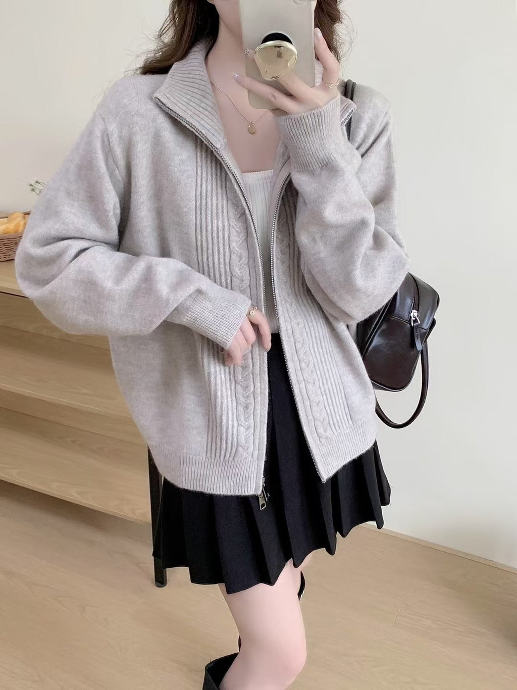 Manteau de sweater avec double fermeture éclair