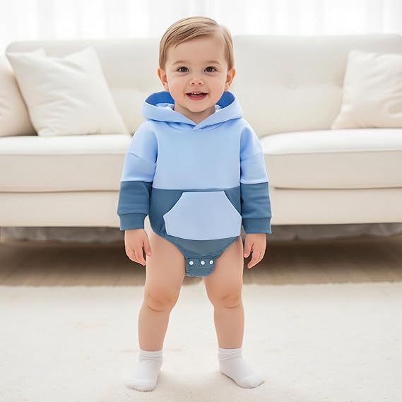 Manches longues Couleur-bloc à capuchon Onesie