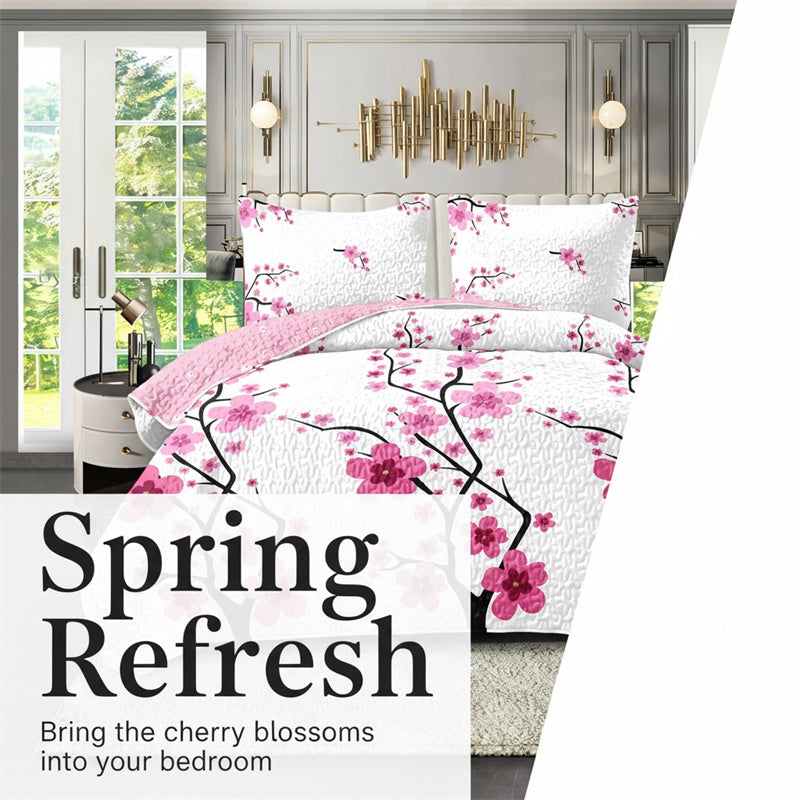 Set de patch à 5 pièces en fleur rose avec 2 shams d'oreiller assortis et 2 housses d'oreiller décoratives