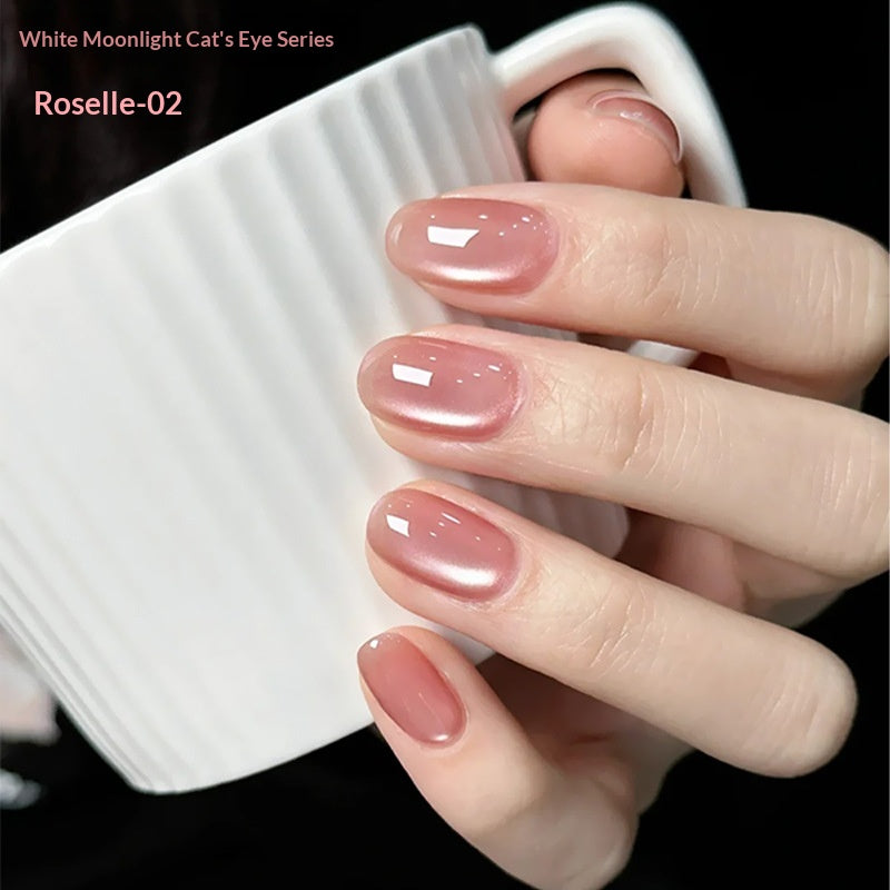 White Moonlight Ceramic Cat Eye Nail Gel Polish Porcelaine White Cat Eye Gel Pour Manucures