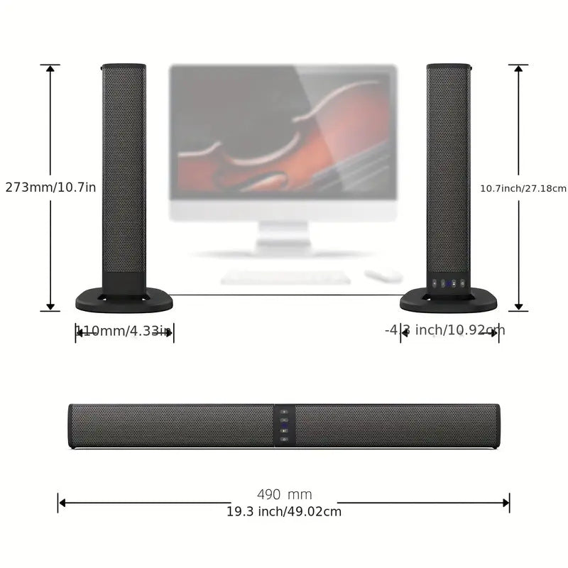 2-in-1 Soundbar for Living Room Home Bluetooth Speaker with Built-in Soundbar